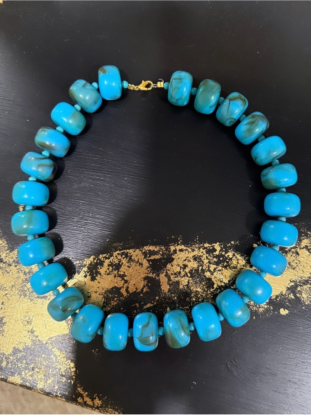 HANDMADE!!!! Turquoise Beaded Statement Necklace - Blue